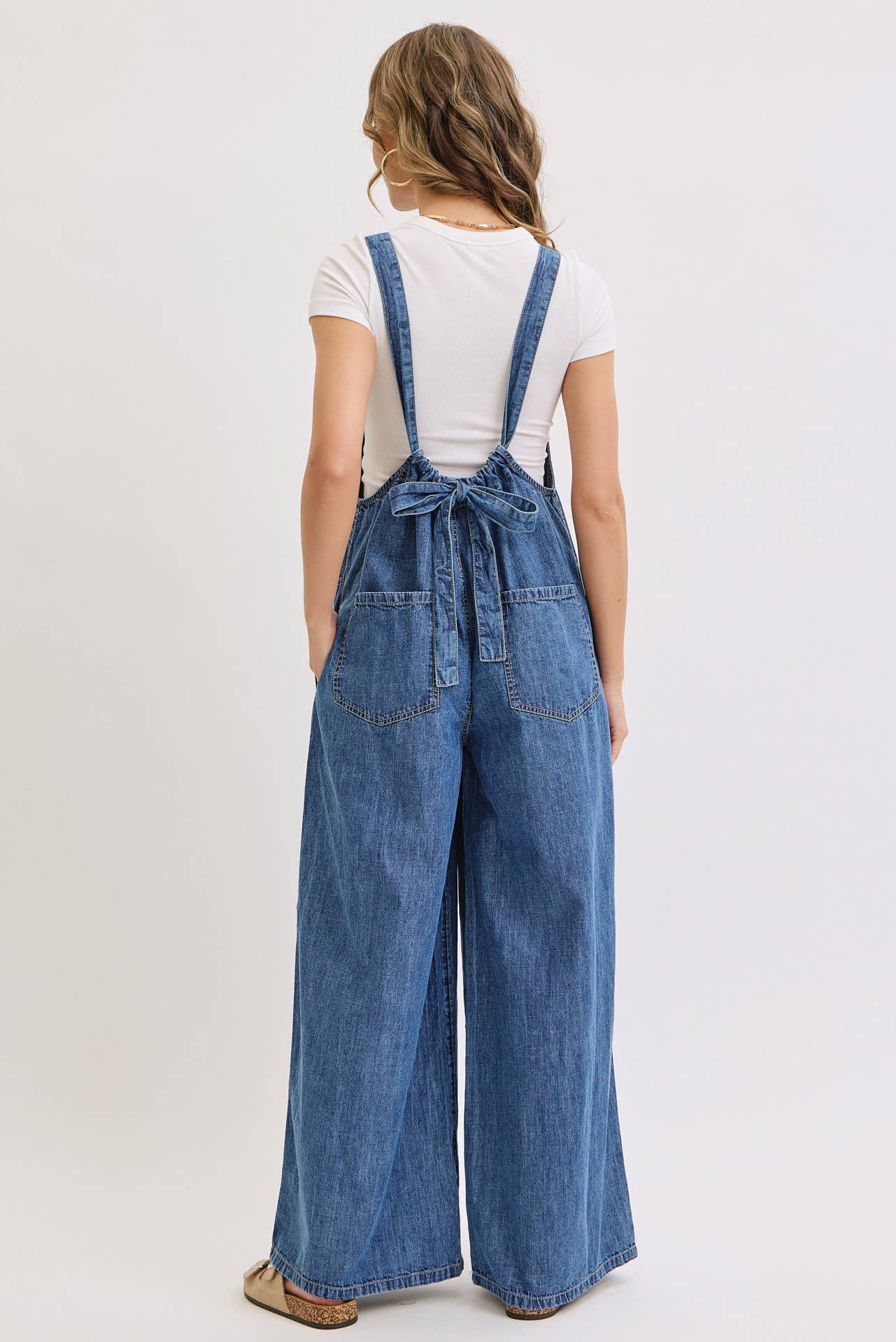 Knot Worried Tie Back Denim Overalls