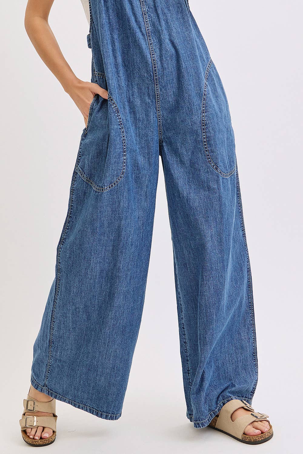 Knot Worried Tie Back Denim Overalls