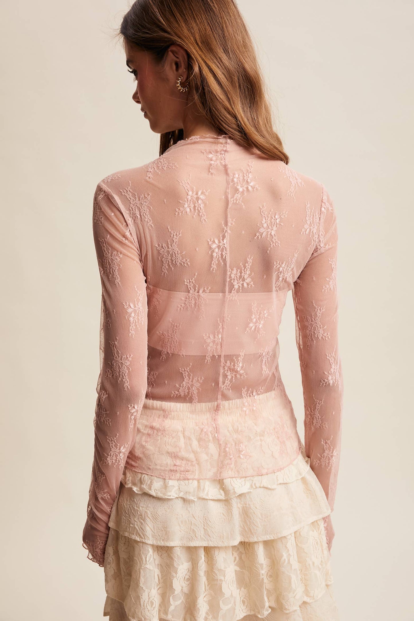 Sheer Elegance (Blush) Lace Layer Top