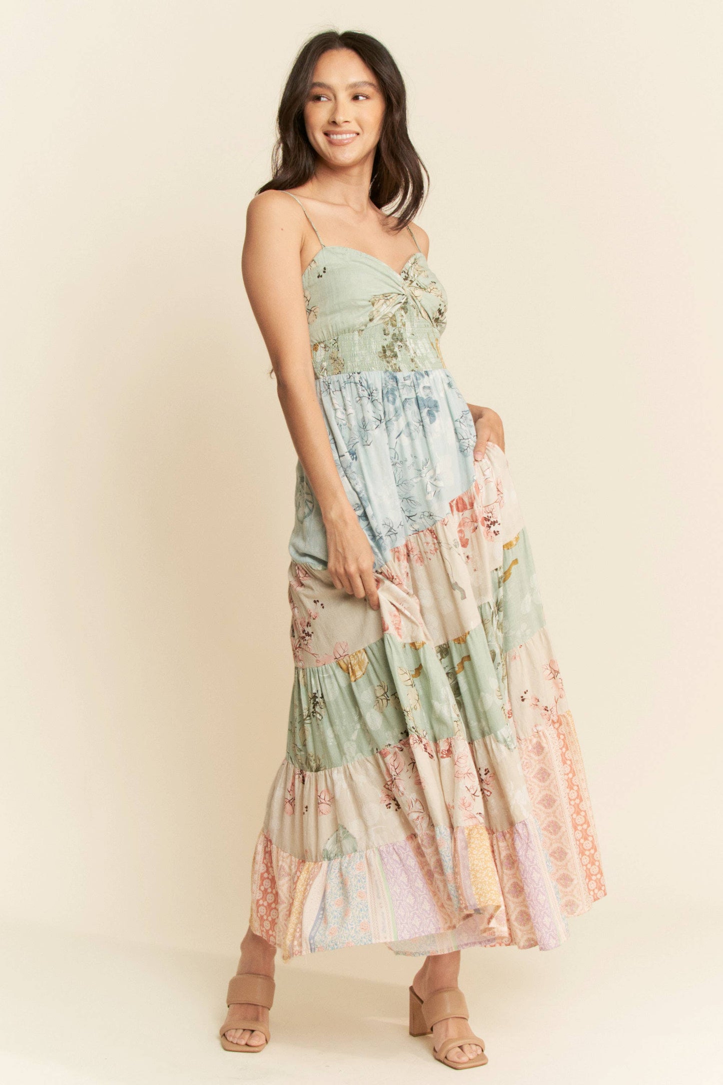 With A Twist Floral Mix Maxi Dress