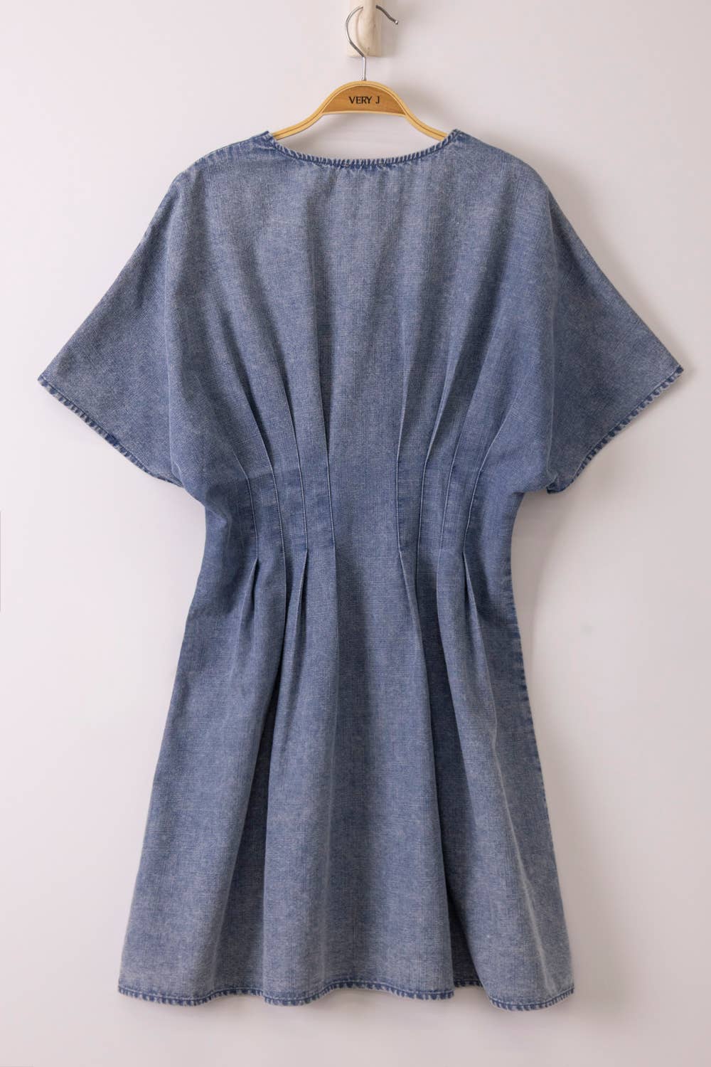 Lovely Stroll Pintuck Chambray Dress