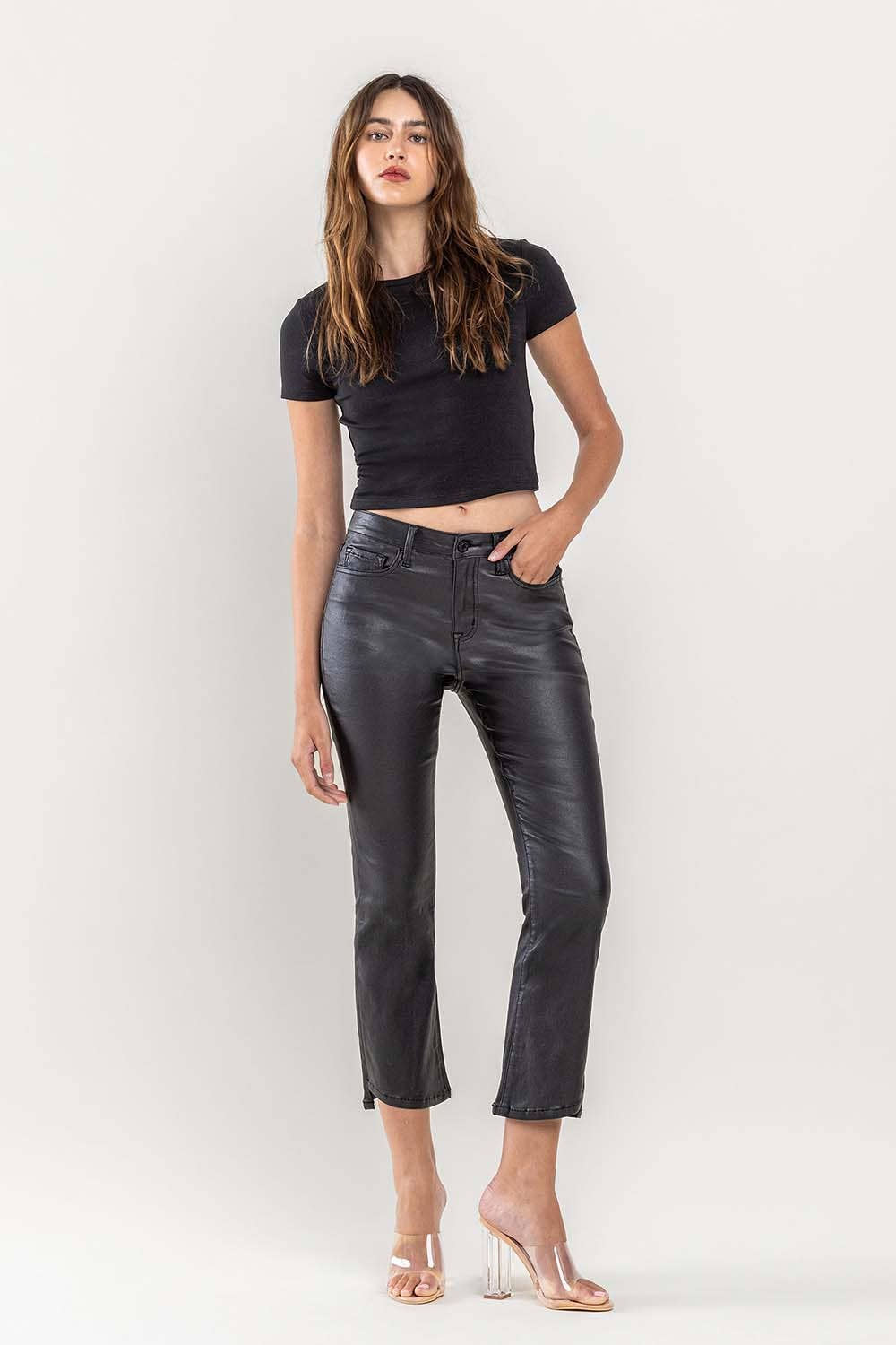 Vervet: Midnight Sky Coated Crop Jeans