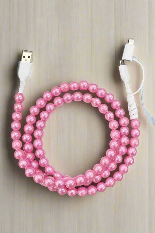 40” (Pink) Pearl Cord Phone Charger