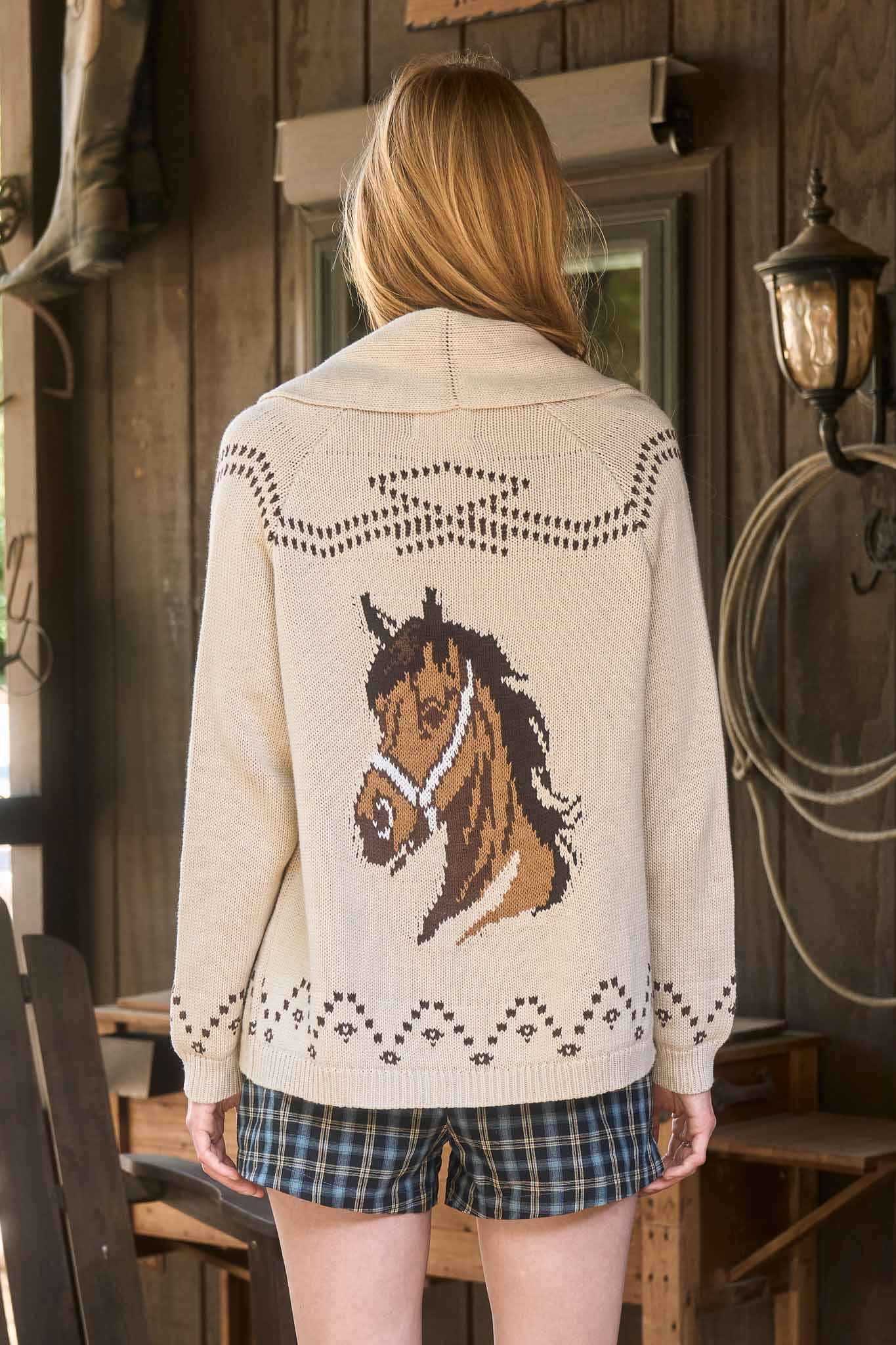 Unbridled Beauty Horse Jacquard Cardigan