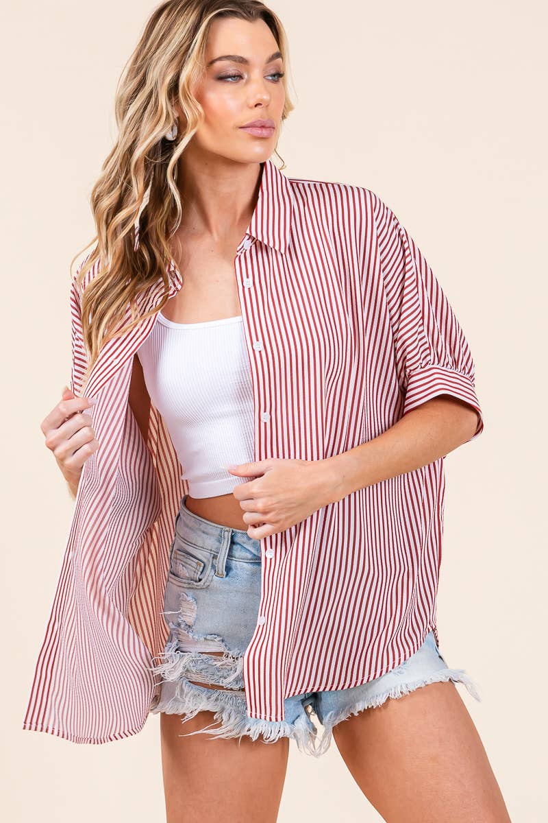 Meet Halfway (Red) Stripe Dolman Blouse