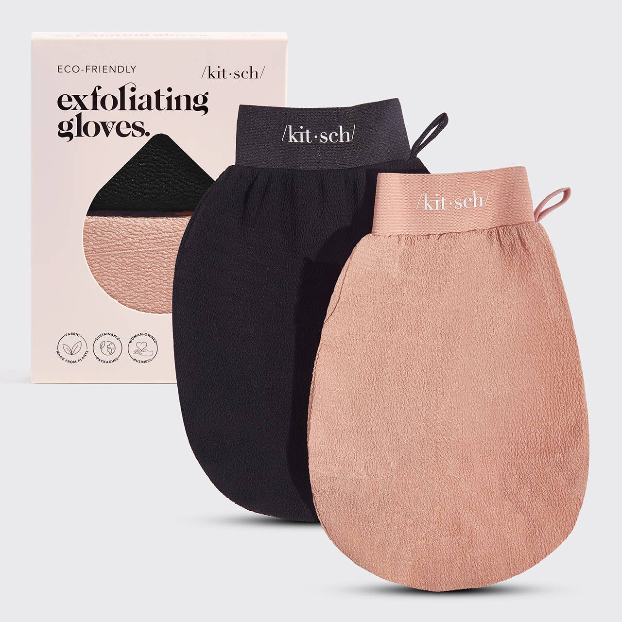 Kitsch Exfoliating Gloves 2pc Set - Black/Terracotta