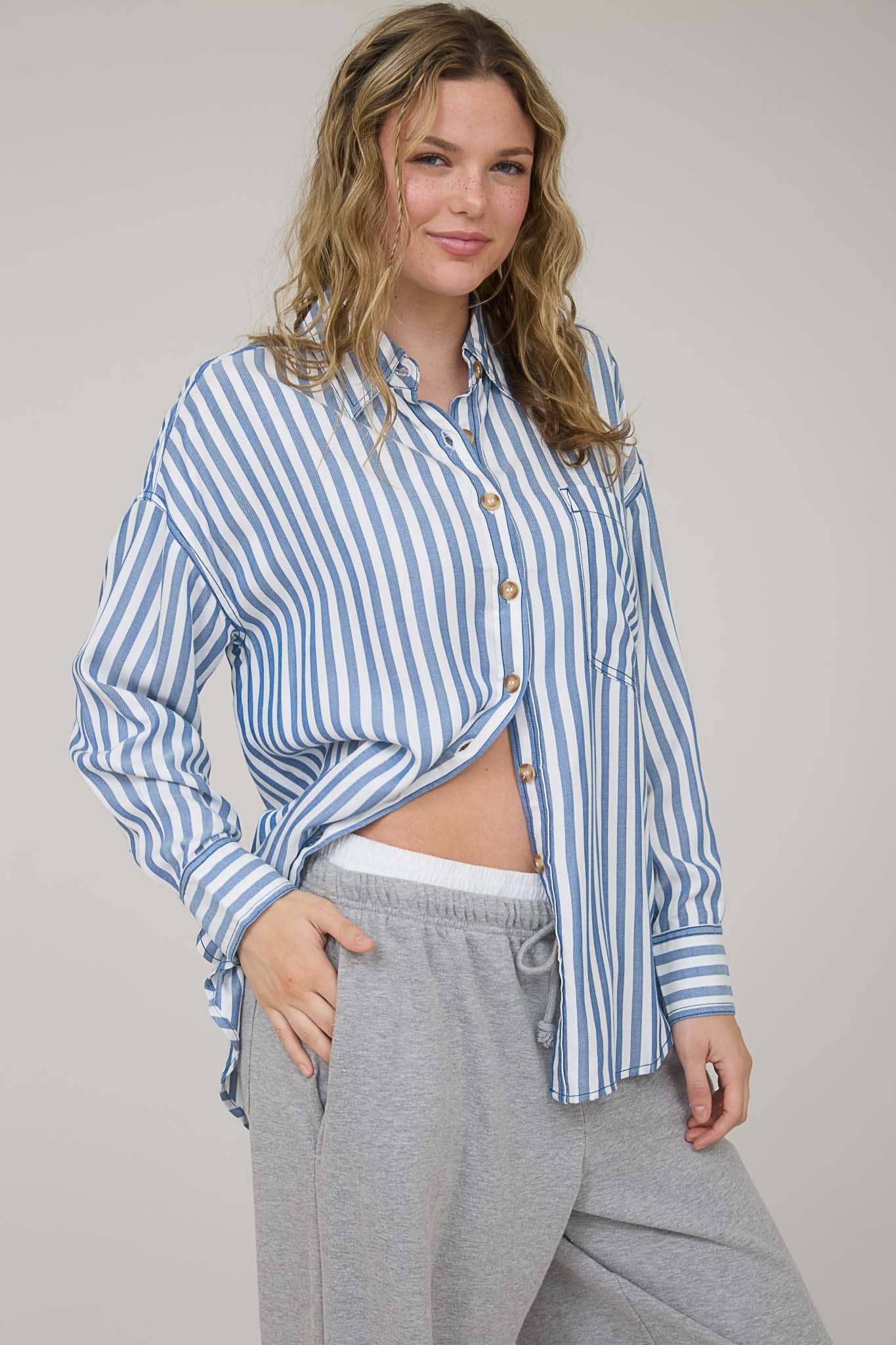 Striking Stripes (Blue) Button Down Shirt