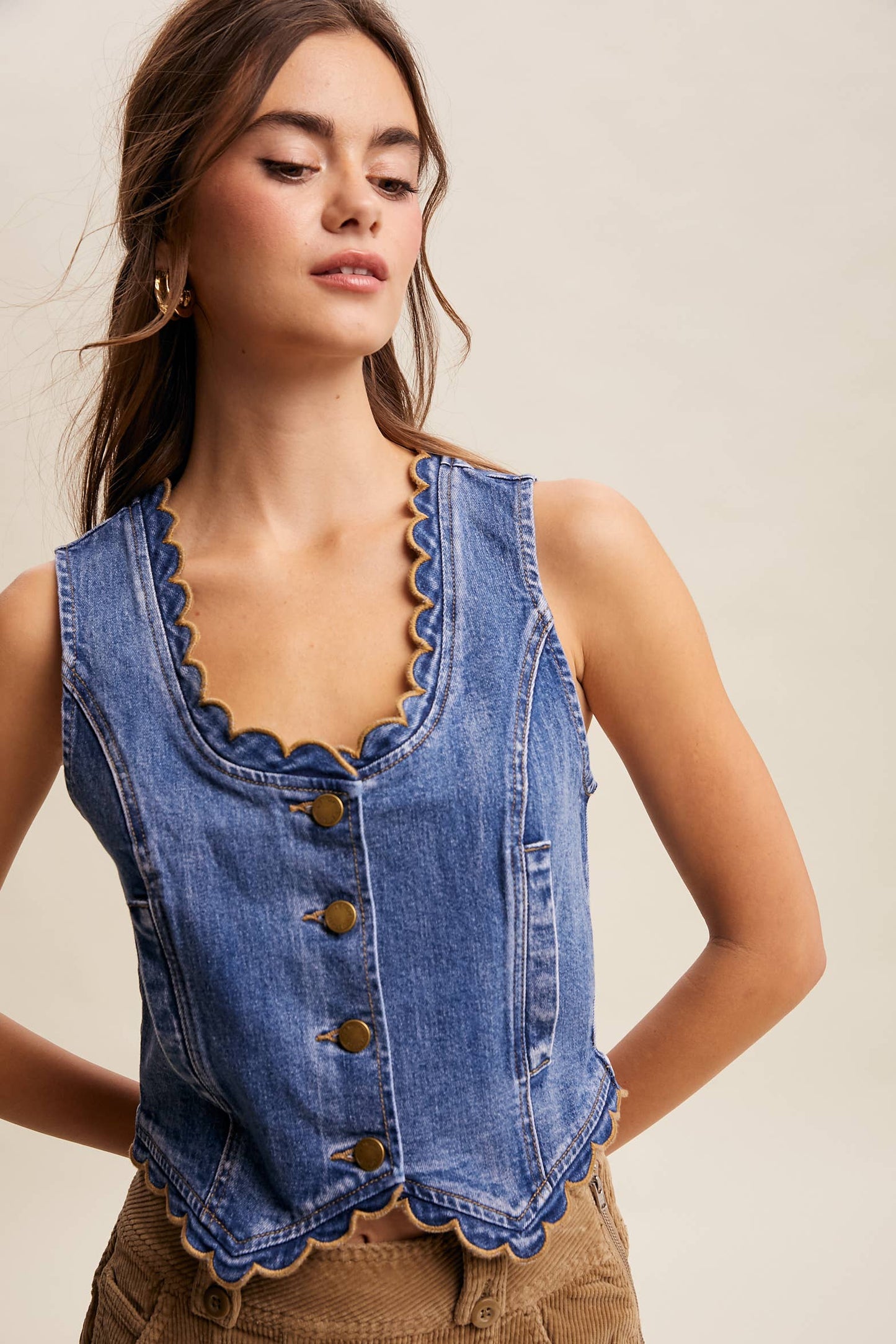 She’s From Texas Scallop Denim Vest