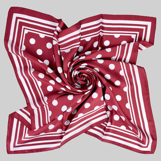 Polka Dot & Stripe (Burg) Silk Square Scarf