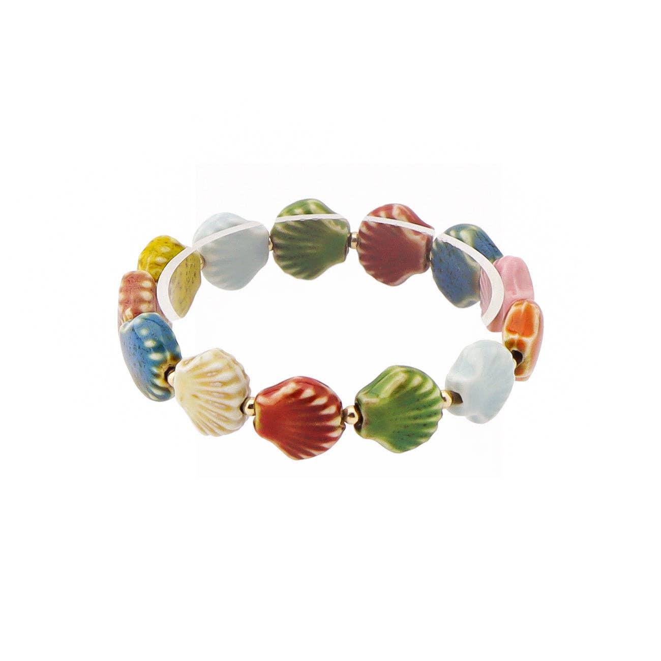 Multi-Color Ceramic Shell Stretch Bracelet