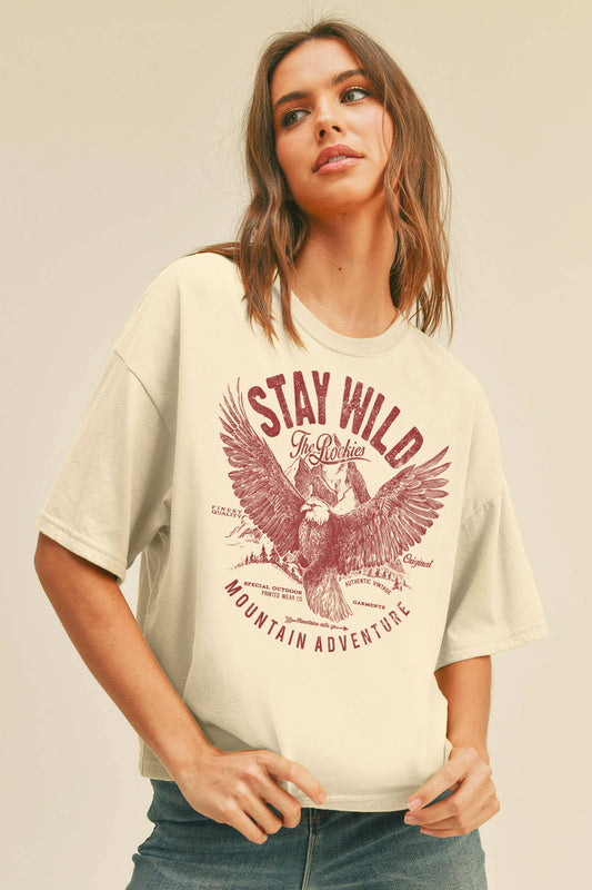 Stay Wild (Vtg White) Long Crop Tee