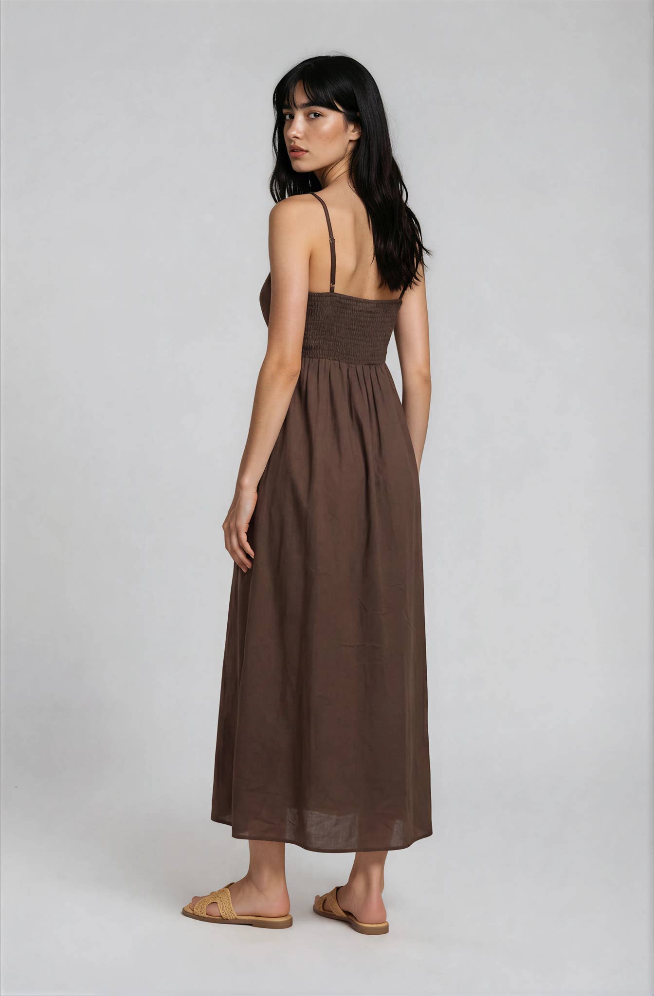 Take Flight (Brown) Pintuck Detail Dress