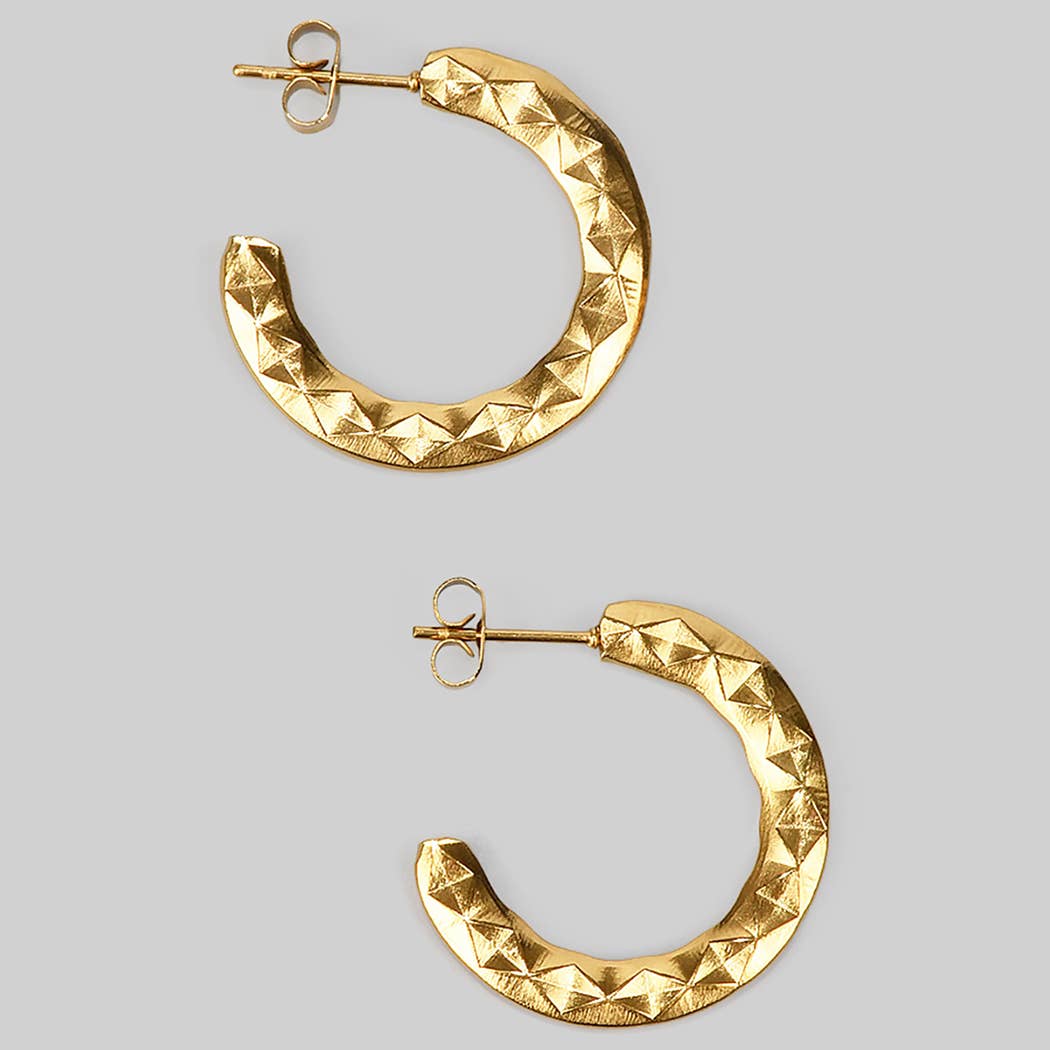 Geo Textured Hoops, Gold