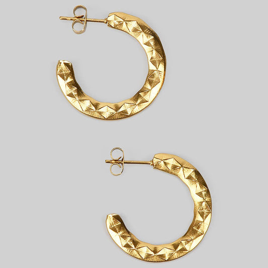 Geo Textured Hoops, Gold
