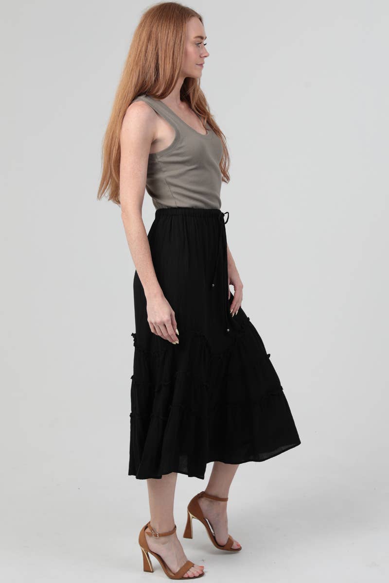 Gypsy Spirit (Black) Wavy Ruffle Skirt