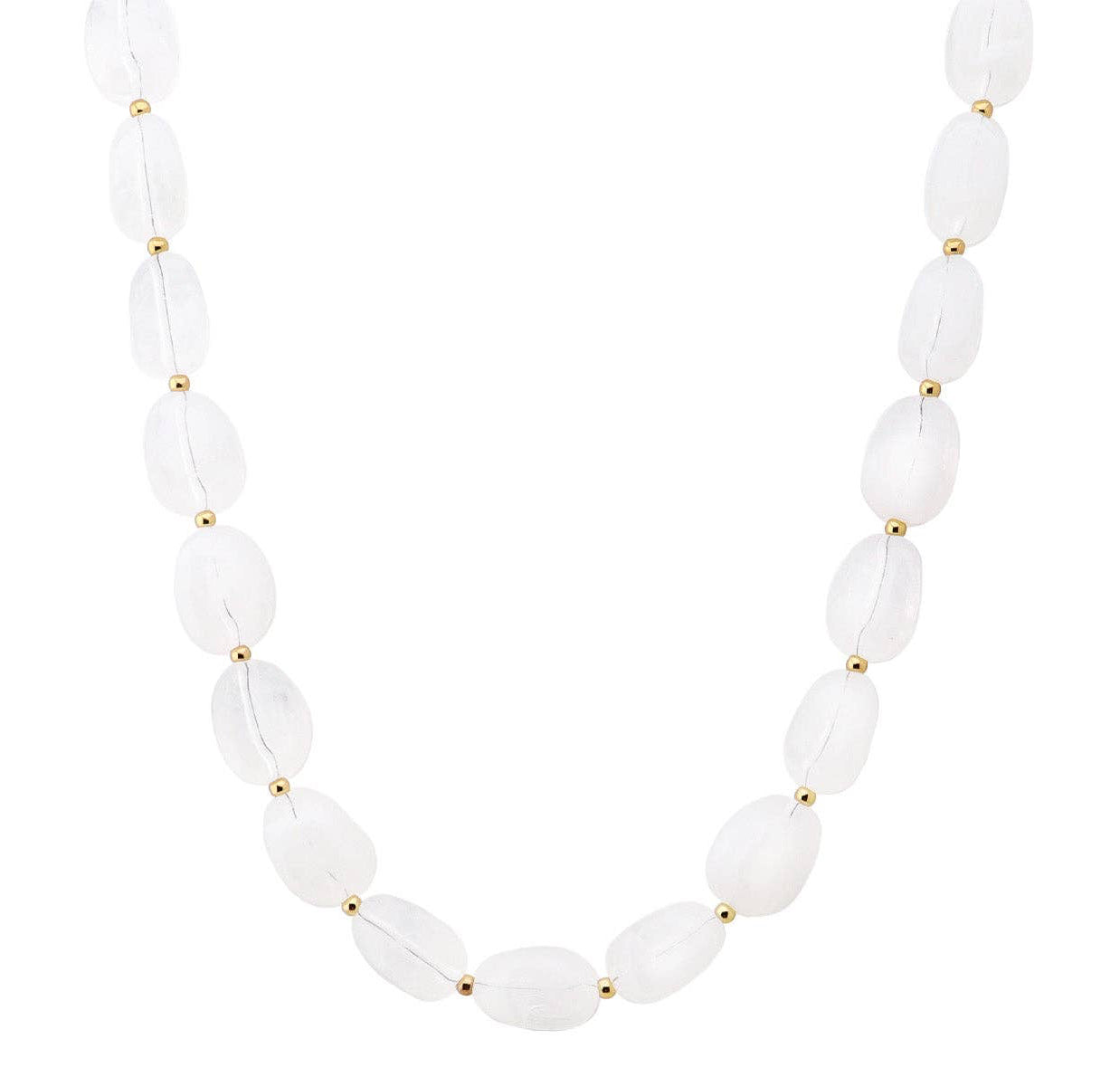 White Oval Acrylic Beaded 16"-18" Necklace