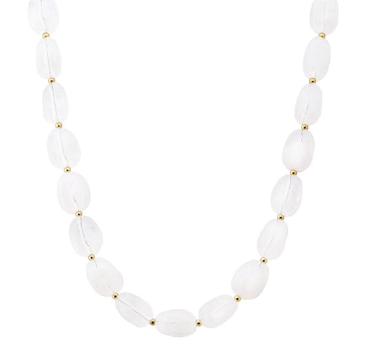 White Oval Acrylic Beaded 16"-18" Necklace