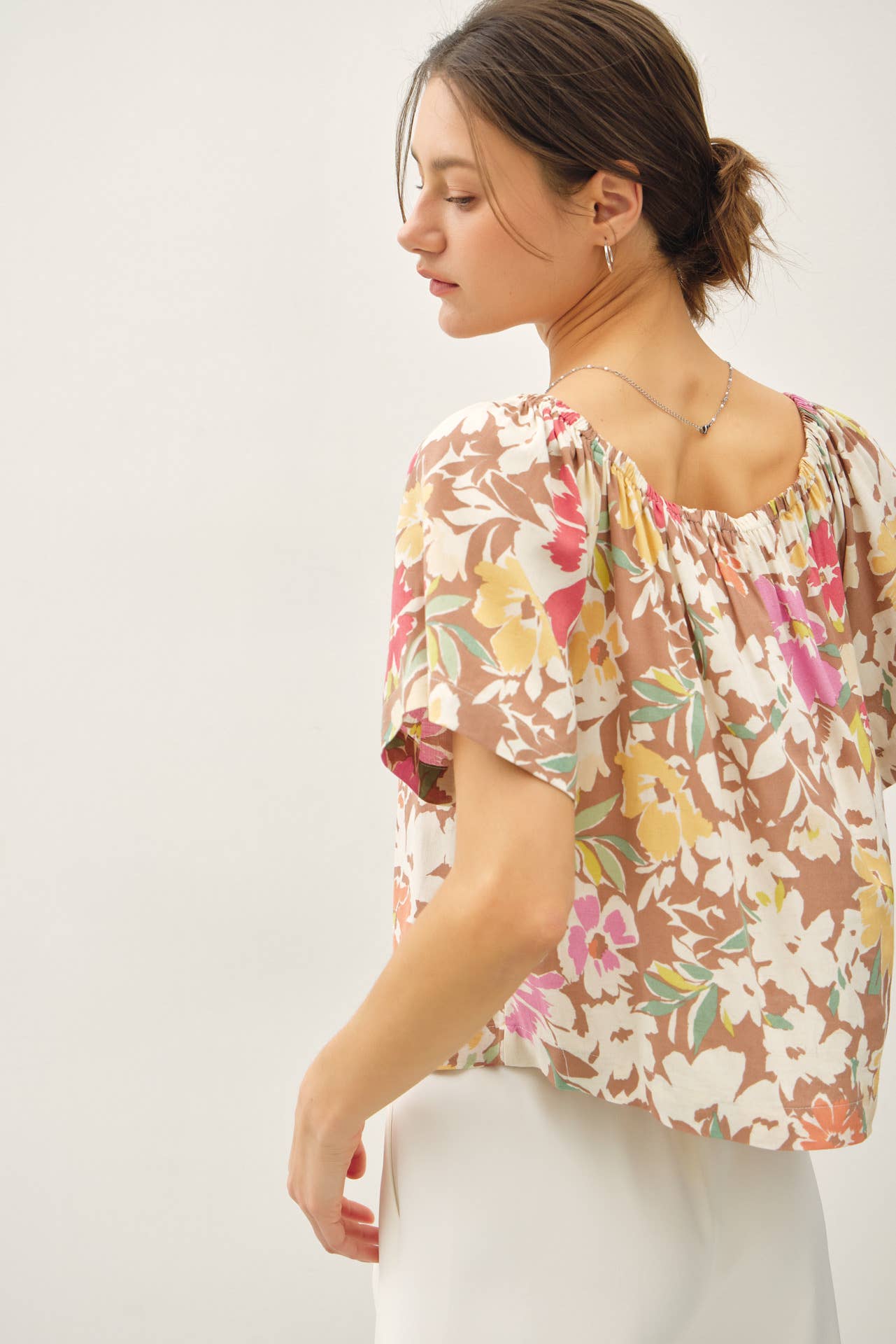 Island Dream (Mocha) Floral Blouse