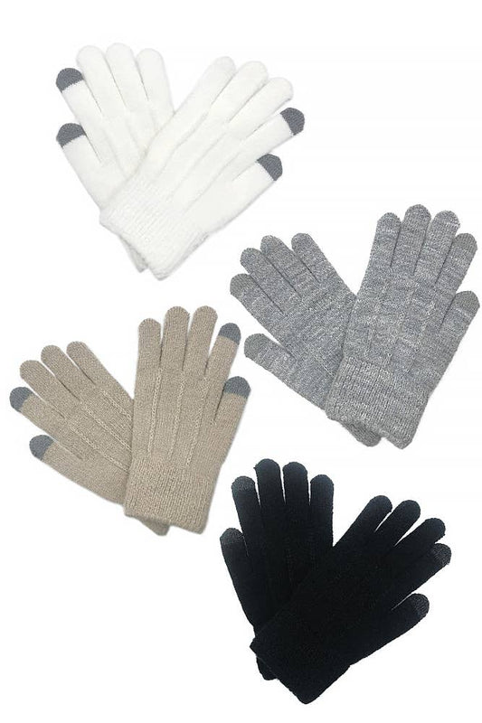 Solid Knitted Touch Screen Gloves