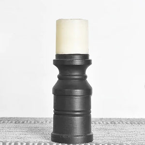 8" Black Wood Candle Holder