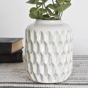 8" Cream Pattern Vase