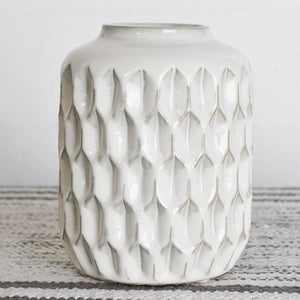 8" Cream Pattern Vase