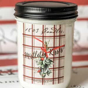 1803 Candles: LIMITED EDITION Plaid Mistletoe Kisses 14oz Jar Candle
