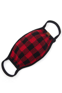 C.C KIDS Buffalo Check Sweater Knit Mask w/ Filter Pocket, Red/Black