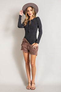 Journey On (Black) Henley Bodysuit