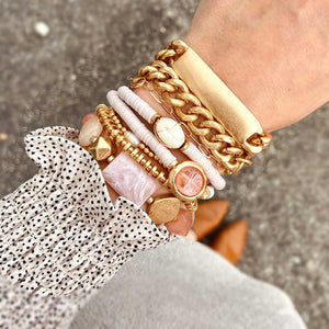 Salem Curb Chain ID Plate Bracelet, Worn Gold