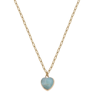 Kayla Gold-Wrapped Amazonite Gemstone Heart Necklace