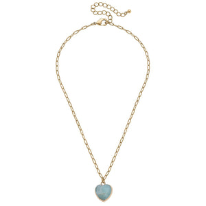 Kayla Gold-Wrapped Amazonite Gemstone Heart Necklace