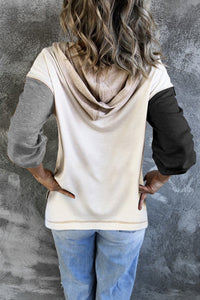 All In GREY MIX Color Block Hooded Top