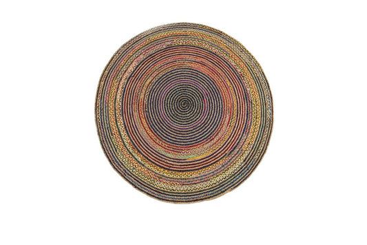 Mirabel 60 Inch Round Boho Woven Rug, Multi
