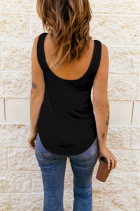 Basically Cute BLACK Criss Cross Detail Tank Top