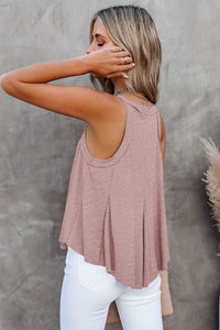 Luxe For Less: Mauve Solid V-Neck Ruffle Ribbed Jersey Tank, Sizes S-2XL
