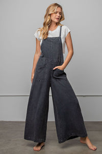 All Yours BLACK Washed Cotton Overalls