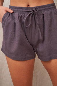 Rising Sun EGGPLANT Linen Shorts