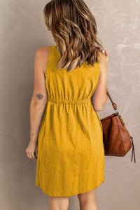 New Chances MUSTARD Wooden Button Front Dress