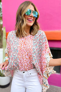 Seriously Sassy Multicolor Animal & Floral Print Poncho Top