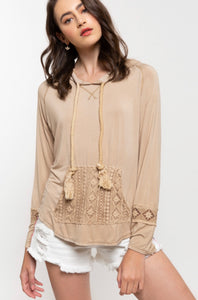 POL Boho Dreams Hooded Top, Beige