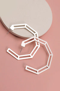 Matte Hexagon Cutout Hoop Earrings
