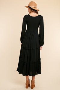 Uplift Others BLACK Smocked Maxi Dress