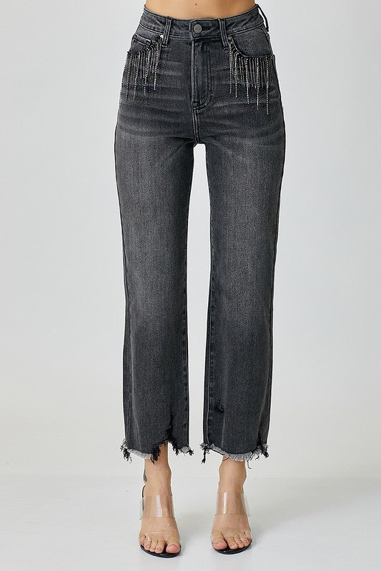 Risen: Crushin' It GREY Rhinestone Jeans – Luxe Lizzies
