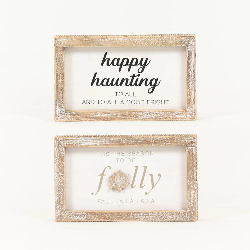 Reversible Wood Sign (Happy Haunting/Fally)