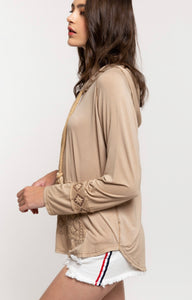 POL Boho Dreams Hooded Top, Beige