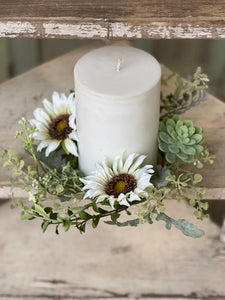 12" Sunwashed Succulent Candle Ring/Wreath