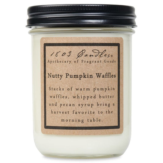 1803 Candles: Nutty Pumpkin Waffles 14oz. Jar Candle