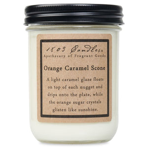 1803 Candles: Orange Caramel Scone 14oz. Jar Candle