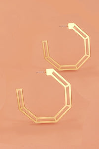 Matte Hexagon Cutout Hoop Earrings